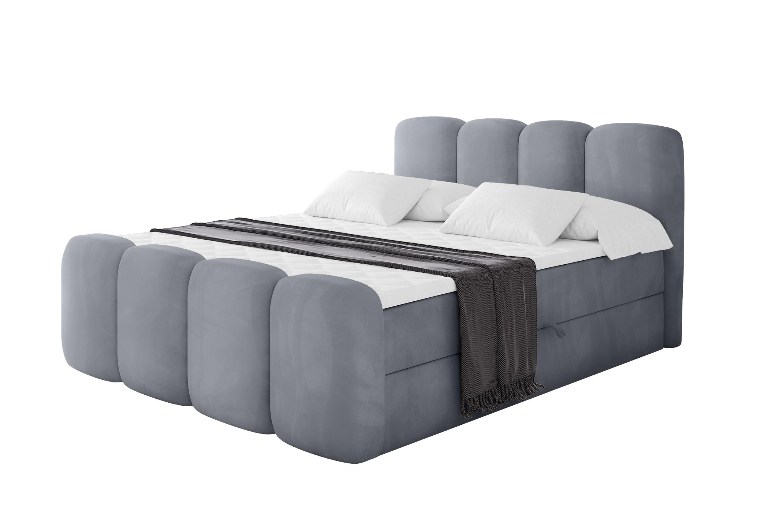 BOXBETT mit Matratze H4 - NINA-Z - 180x200 cm - Grau - Anthrazit, Holzwerkstoff (180/200cm) - ALTDECOR