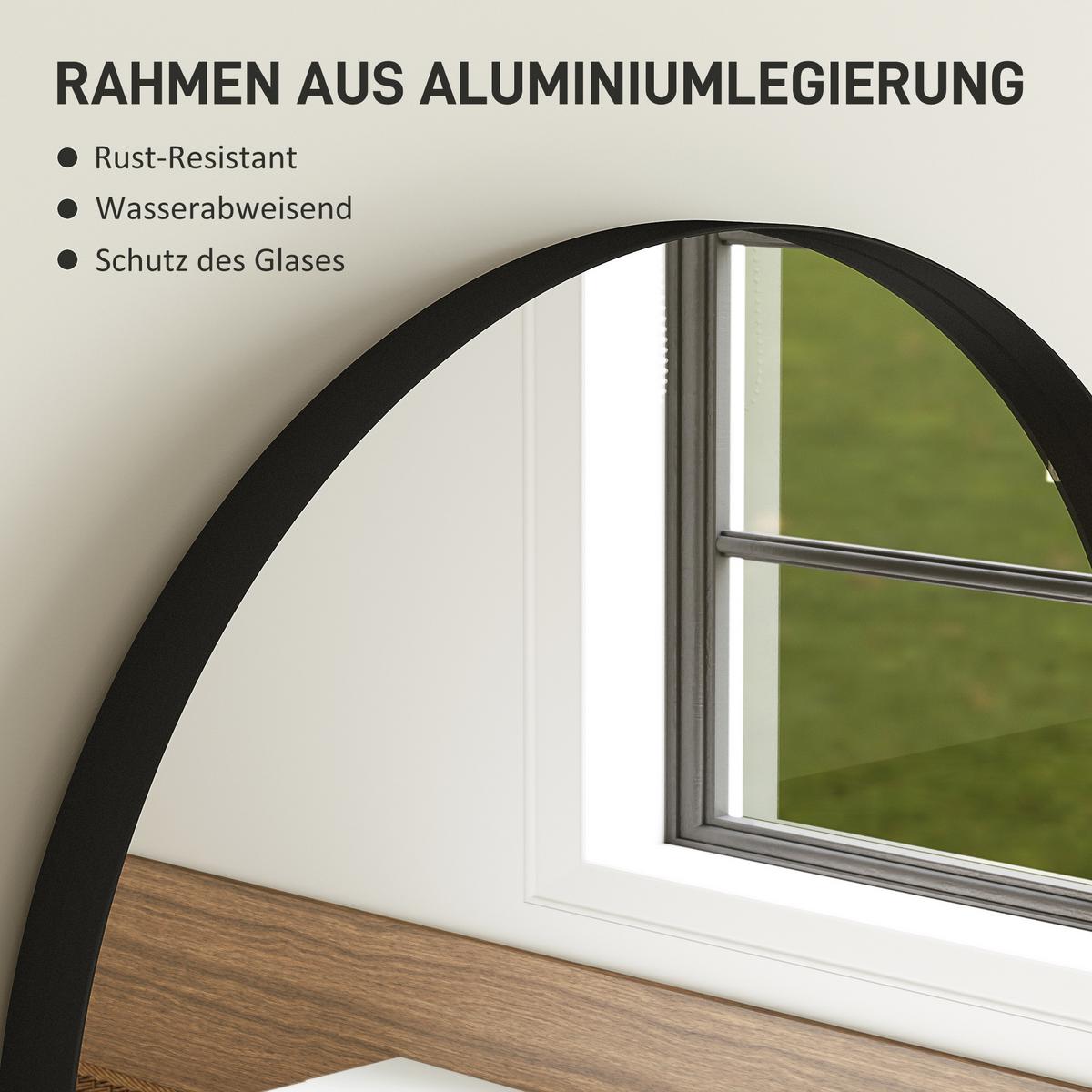 BADSPIEGEL 50 x 70 cm Spiegel mit Splitterschutzfolie, Schwarz - Schwarz, Glas (3/70/50cm) - HOMCOM