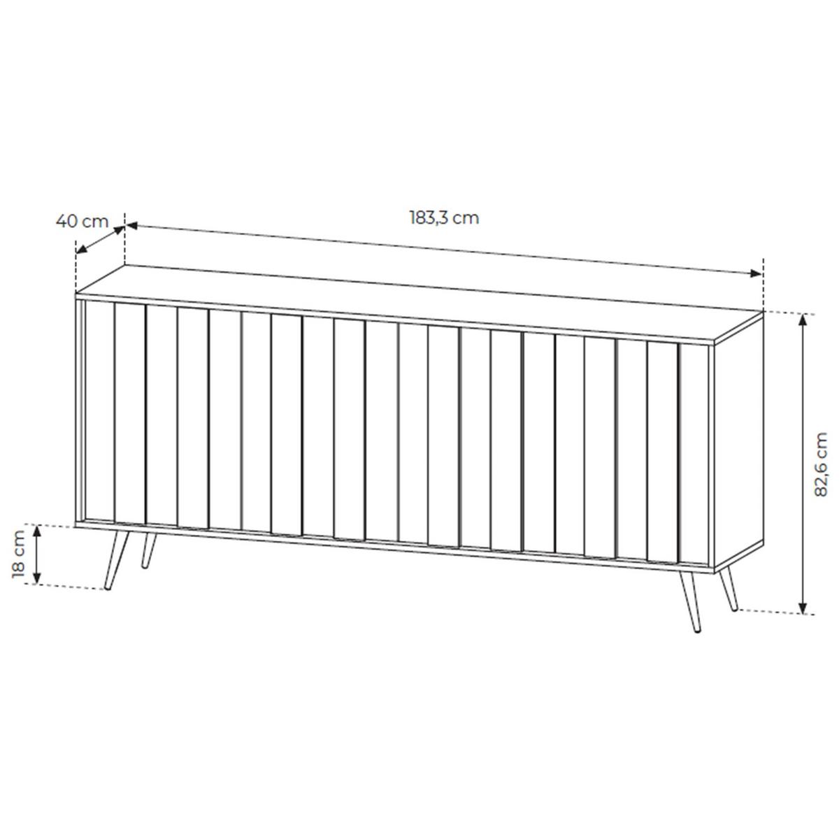 SIDEBOARD Amaro 183 cm - Eichefarben/Schwarz, Holzwerkstoff/Metall (183.3/82.6/40cm) - Selsey