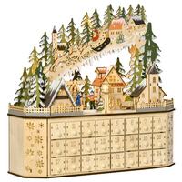 ADVENTSKALENDER Weihnachtskalender 24 Schubladen mit LED-Lichtern MDF Naturholz - Naturfarben, Kunststoff (13/43/45cm) - HOMCOM