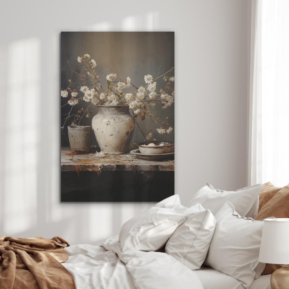 AKUSTIKBILD Stilleben - Blumen - Blumenstrauß - Vase - Wein Wanddeko 60x90 cm - Schwarz, Kunststoff (60/90/0.9cm) - MuchoWow