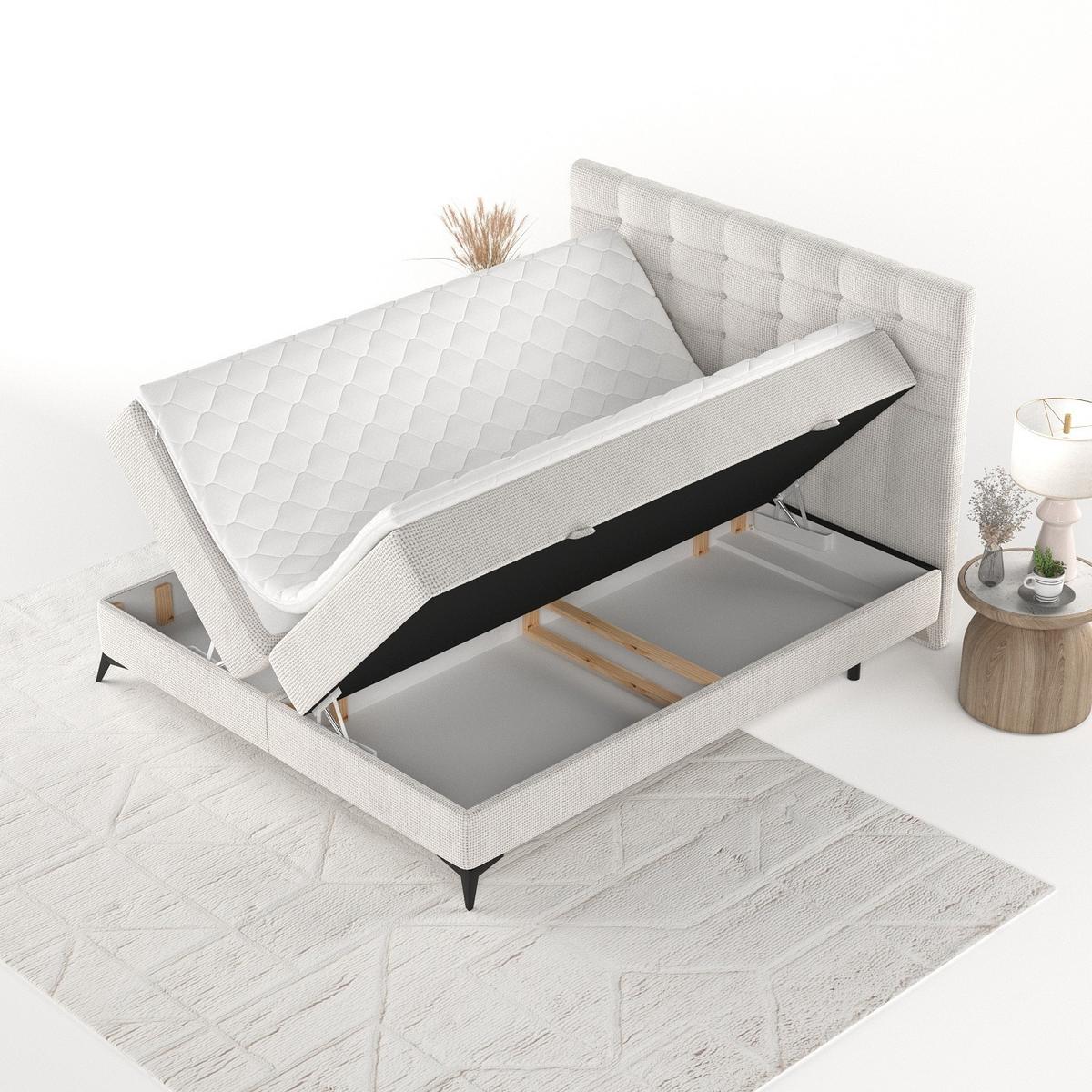 BOXBETT Niro 140/200 cm Creme im Bonita Stoff - Creme/Schwarz, Holz/Holzwerkstoff (140/200cm) - AltaBeds