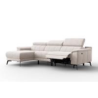 ECKSOFA FIERO 4-Sitzer LINKS, Beiger Veloursstoff - Beige/Schwarz, Holz/Textil (288/170cm) - Courtois Laville
