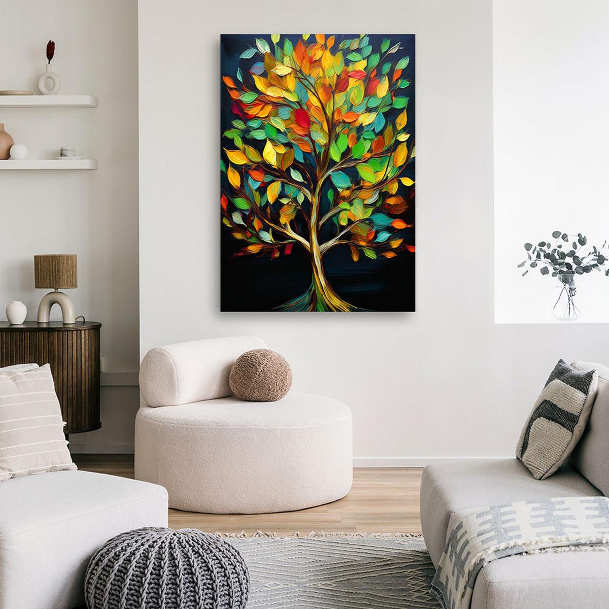 WANDBILD baum bunte blätter abstraktion - Multicolor, Textil (40/60cm) - Feeby