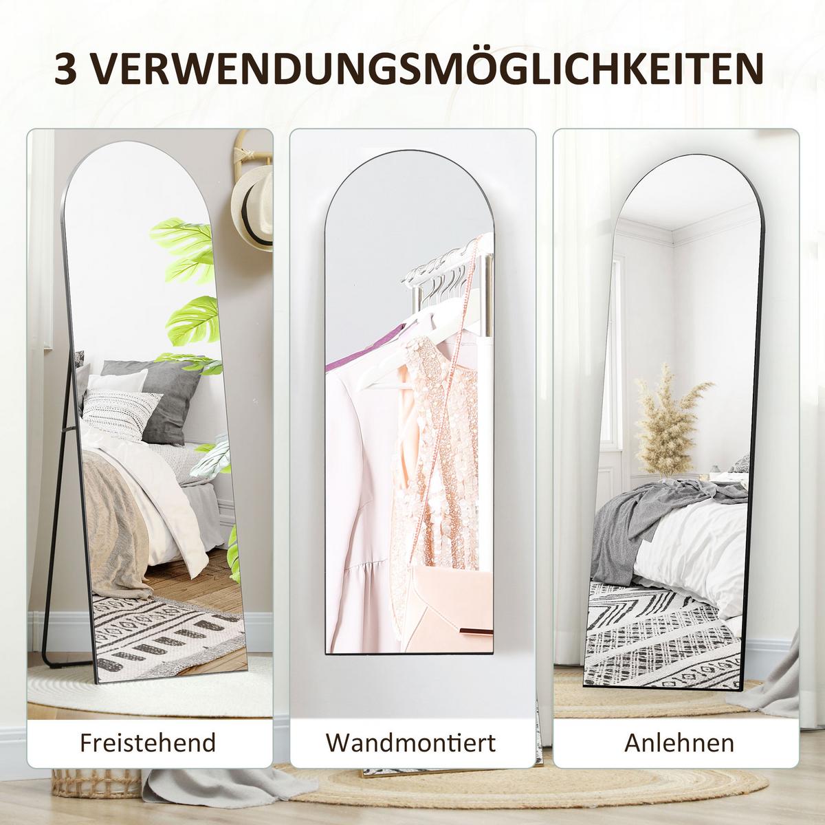 GANZKÖRPERSPIEGEL, ohne Rahmen, freistehend/Wandmontage, 50x150 cm, Schwarz - Schwarz, Holzwerkstoff (3.6/150/50cm) - HOMCOM