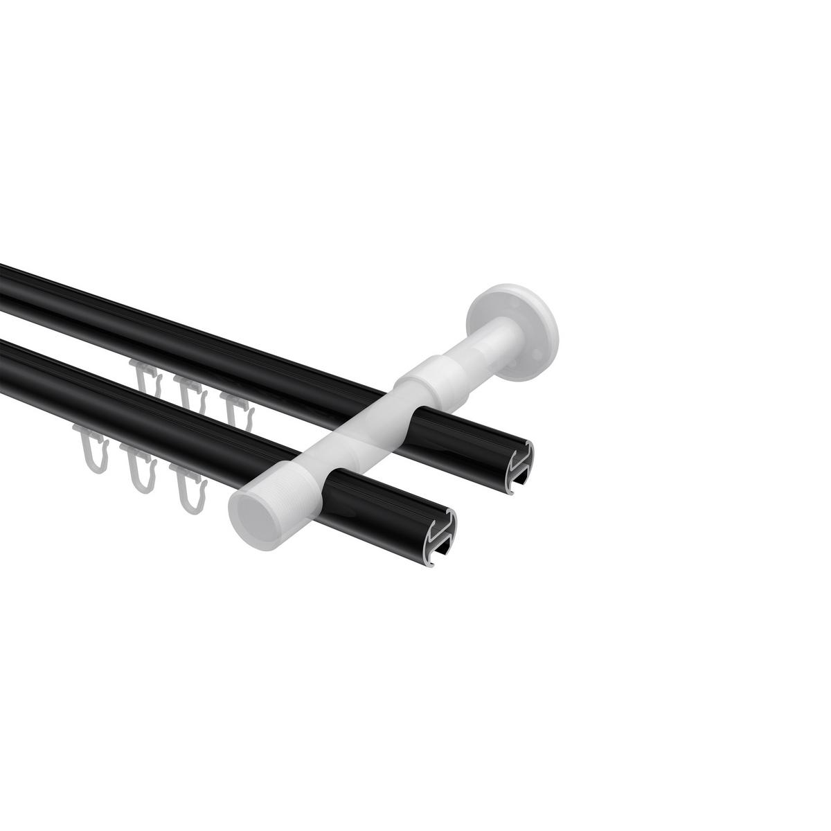GARDINENSTANGE INNENLAUF Prestige Luino 180 cm, 2-läufig, 20 mm Ø Schwarz - Schwarz, Metall (180cm) - INTERDECO