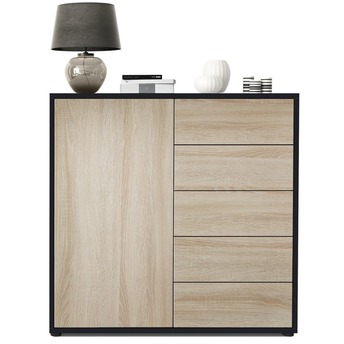 KOMMODE Ben Front in Eiche sägerau - Eiche San Remo, Holzwerkstoff (79/74/36cm) - Vladon