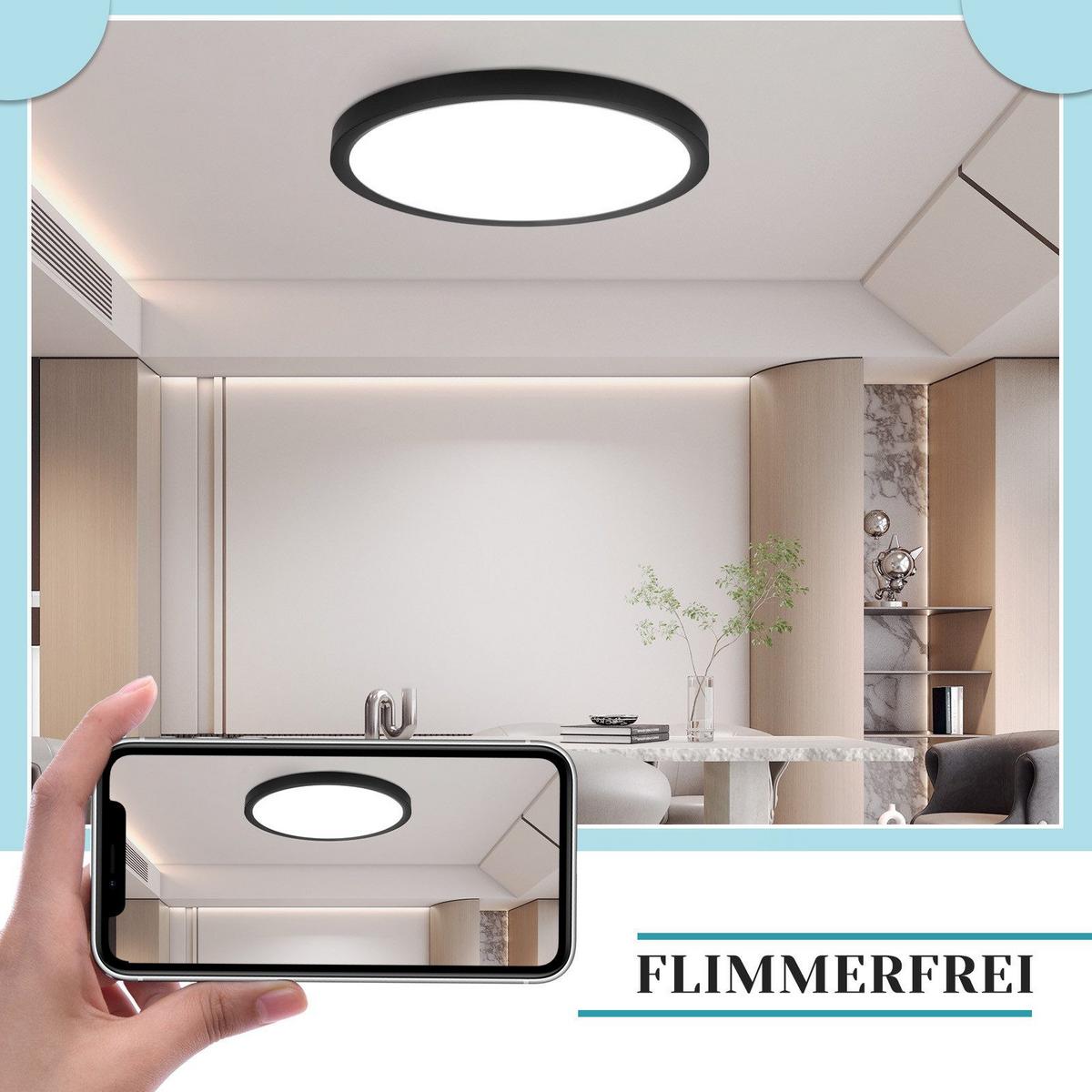 LED-DECKENLEUCHTE Emerson 30/30/3 cm - Schwarz, Kunststoff (30/30/3cm) - Nettlife