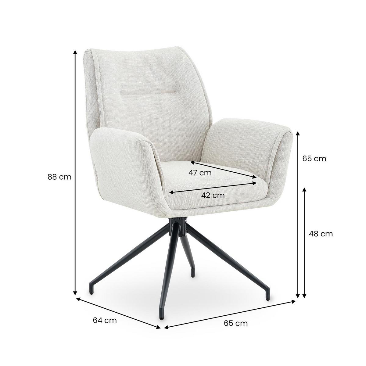 ESSZIMMERSTÜHLE LIRA 2er-Set cremeweiß - Creme, Textil (65/88/64cm) - IDIMEX