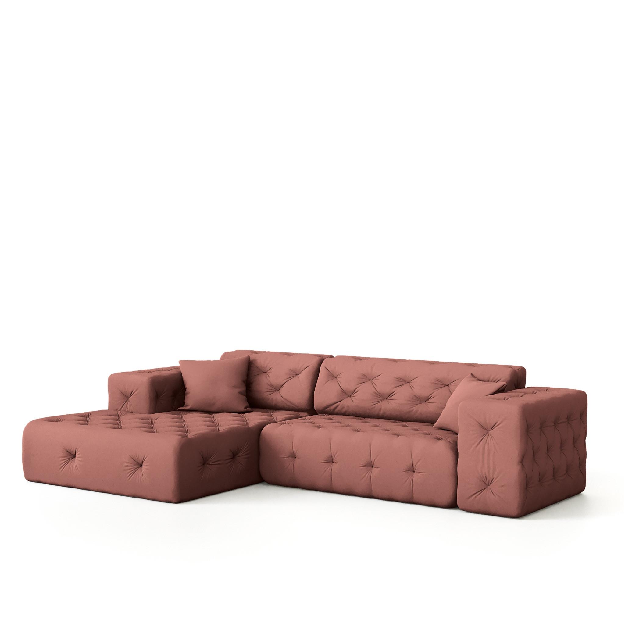 ECKSOFA Chantal - Rosa, Holzwerkstoff/Textil (266/171cm) - Fun Möbel