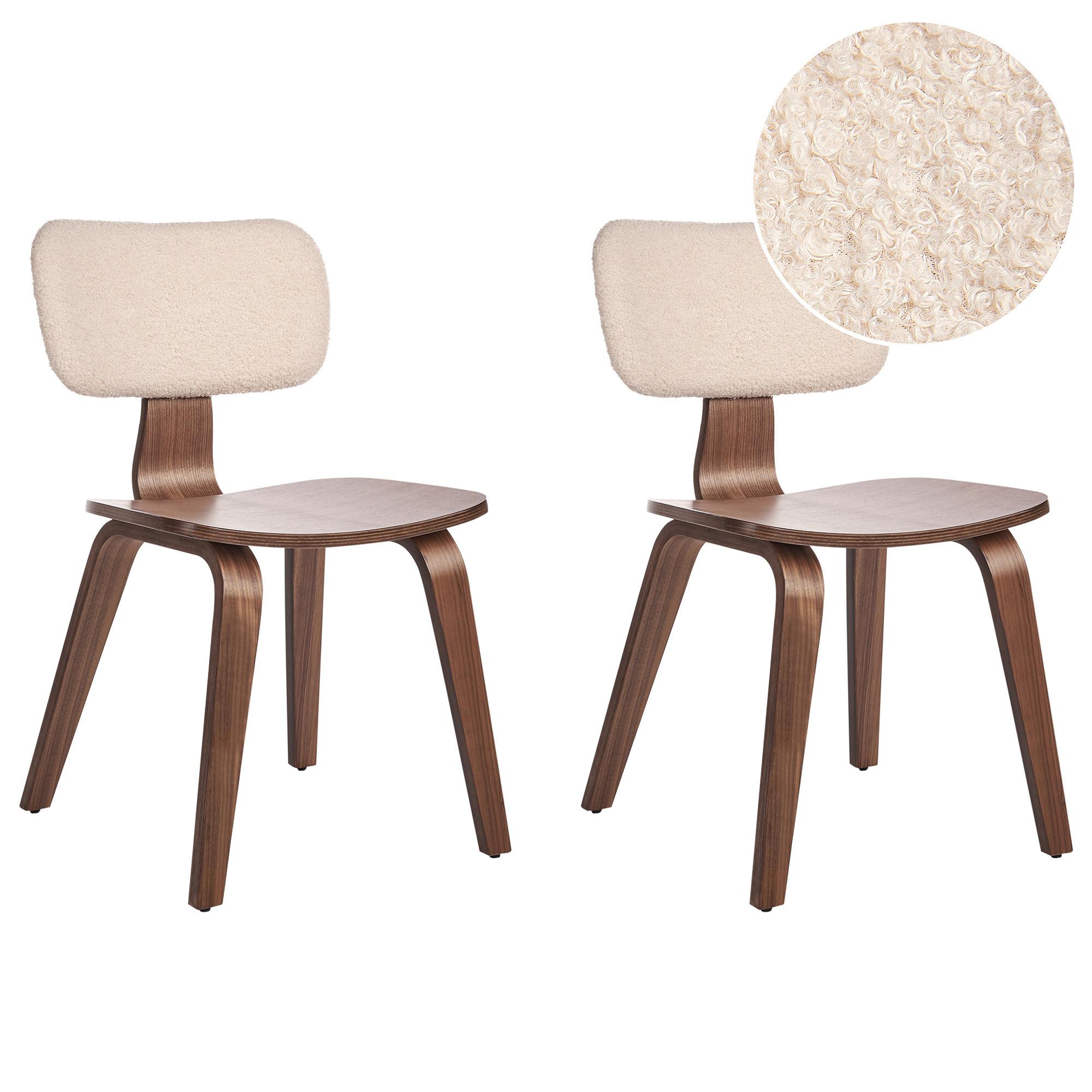 ESSZIMMERSTUHL 2er-Set Hellbeige/Dunkelbraun Lucinda - Beige/Dunkelbraun, Textil (49/79/55cm) - Beliani