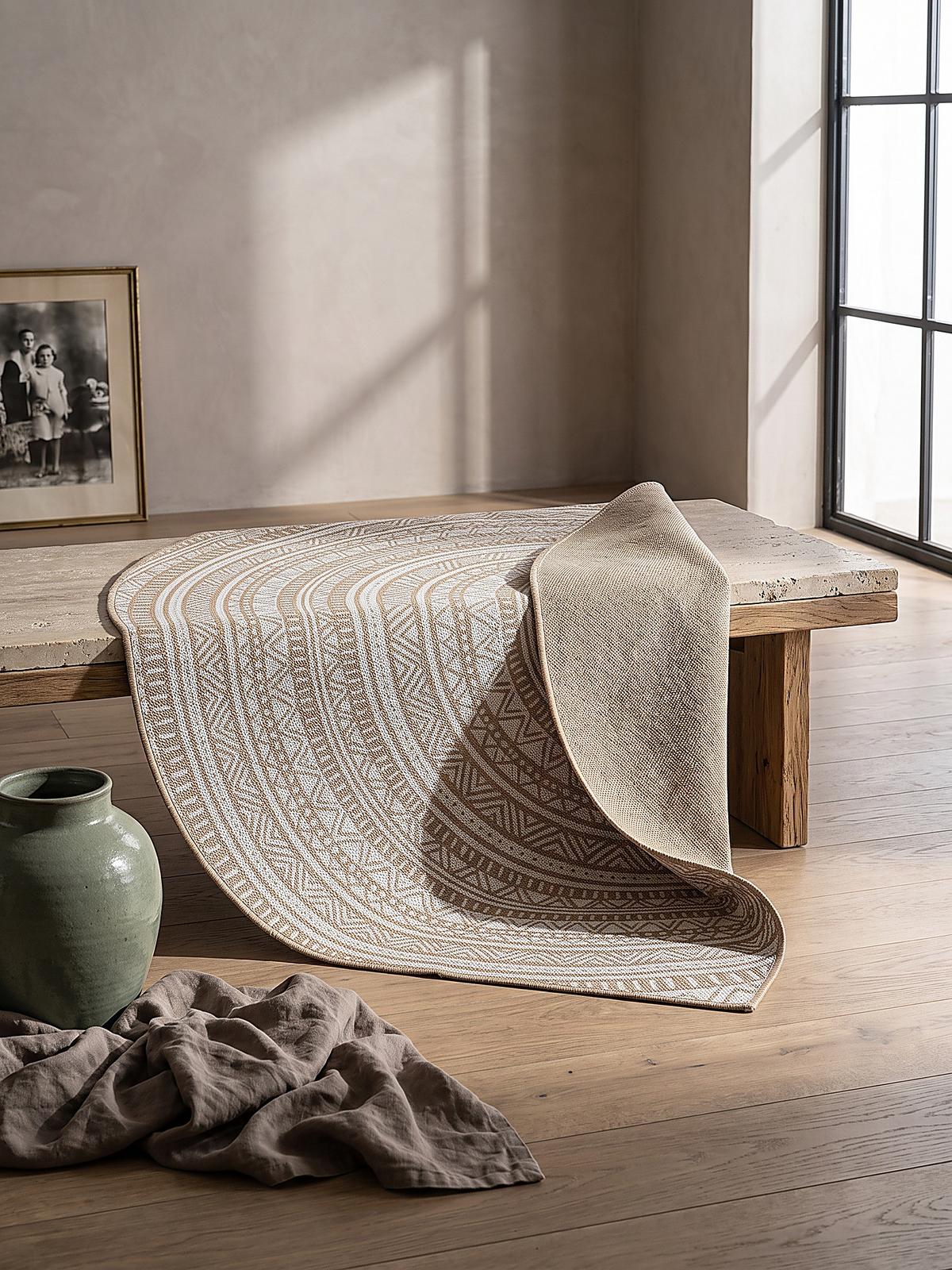 FLACHWEBTEPPICH Orientalisch BORNO Polypropylen Natur 160 x 220 cm - Beige, Textil (160/220cm) - KADIMA DESIGN