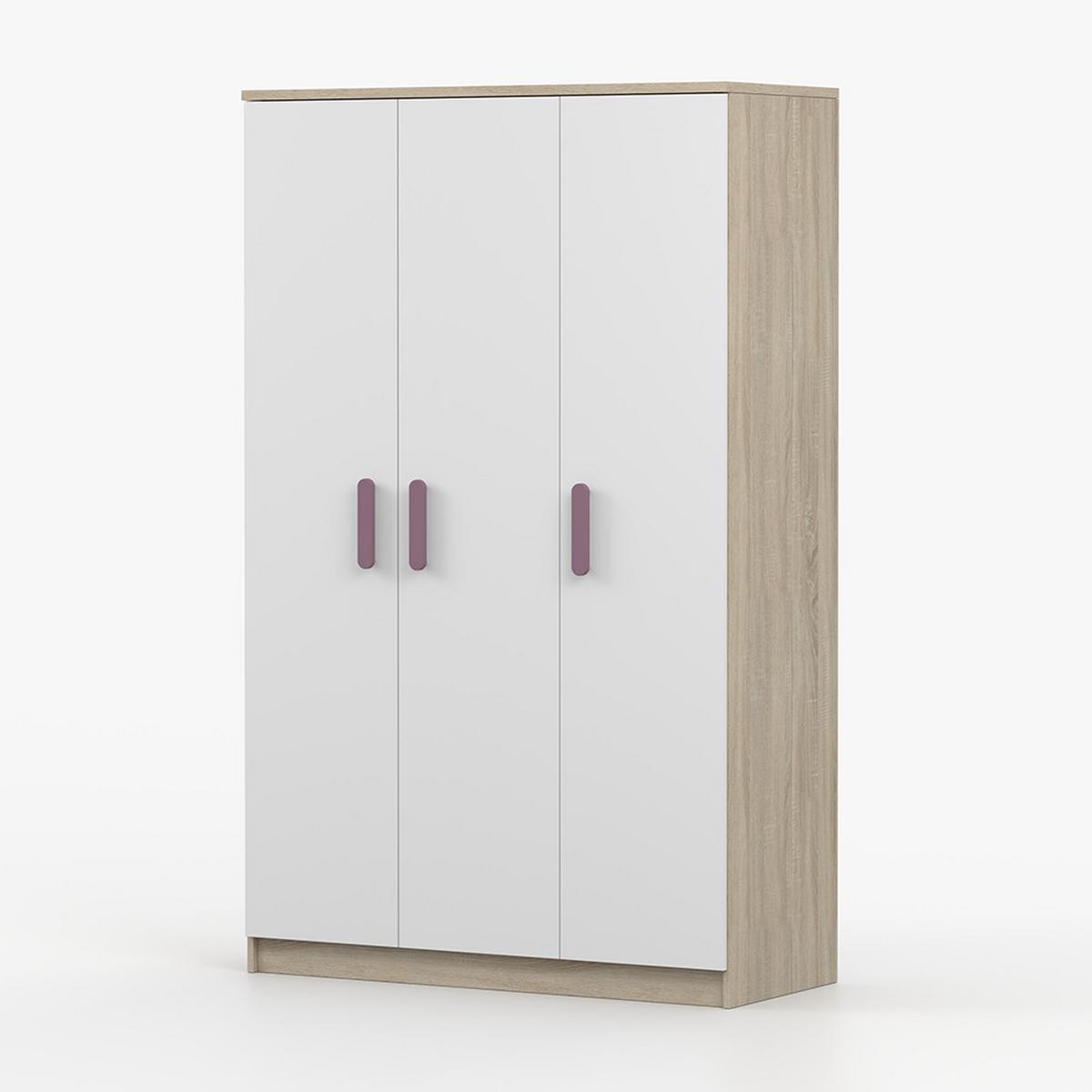 KLEIDERSCHRANK Jonas III 2D 19, 120/192/50, 3-türig, Sonoma-Eiche - Violett/Sonoma Eiche, Holzwerkstoff (120/194/50cm) - imoebel24