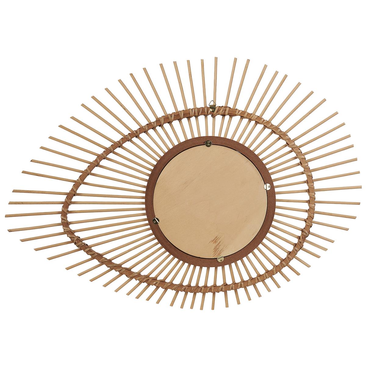 WANDSPIEGEL Bambusholz natürlich oval 63/45 cm Bario - Beige/Naturfarben, Holz (63/45/3cm) - Beliani