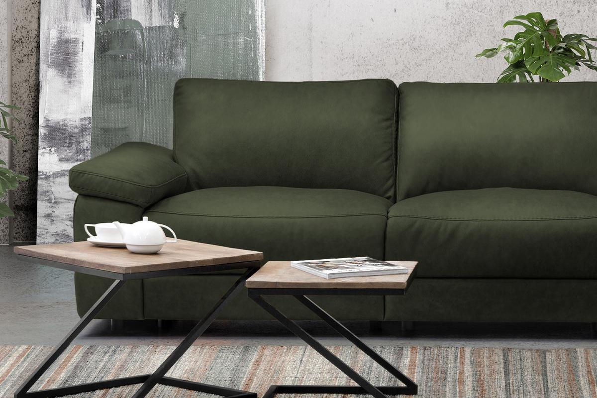 ECKSOFA XL MOTORISCHER RELAXFUNKTION LOLA Dunkelgrün Leder Relaxfunktion - Dunkelgrün/Schwarz, Leder (304/178cm) - KAWOLA