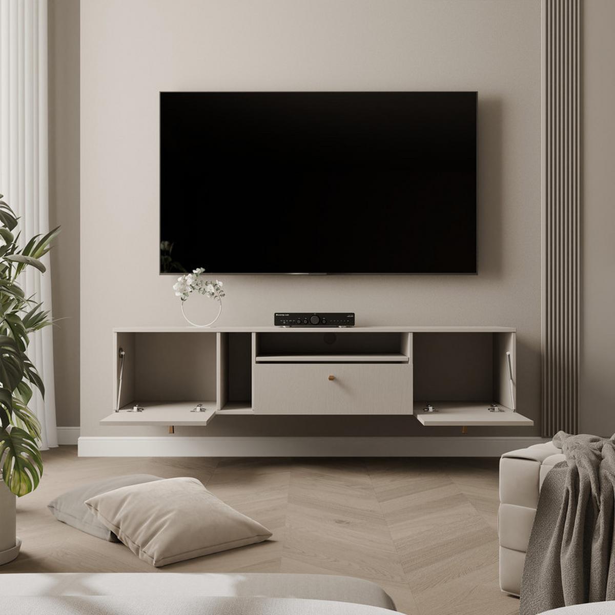 TV-LOWBOARD FLOW 180 cm, Sandbeige - Beige, Holzwerkstoff/Metall (180/48.5/40.5cm) - Idohome