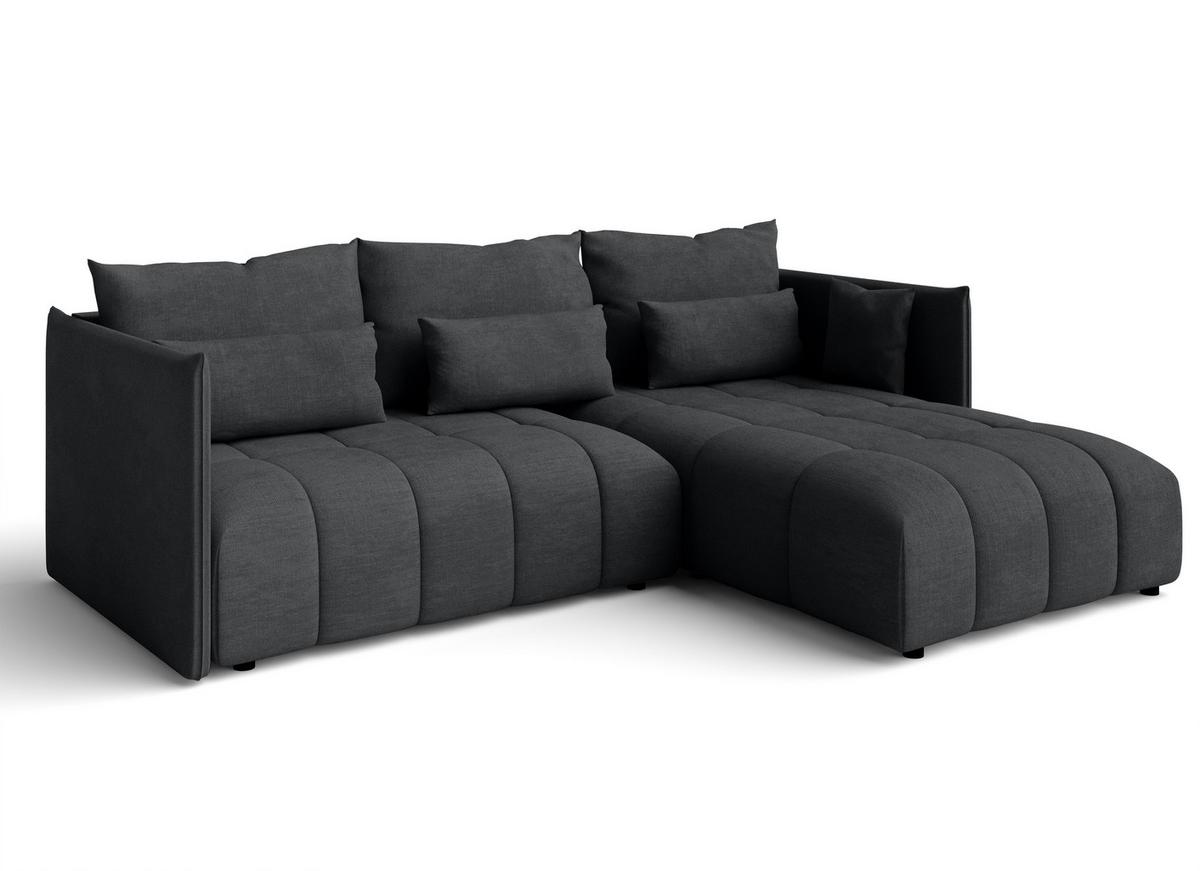 ECKSOFA L Form Cosmova Grau 248/180/83 cm mit Schlaffunktion - Schwarz/Grau, Kunststoff/Textil (248/180cm) - AX Living