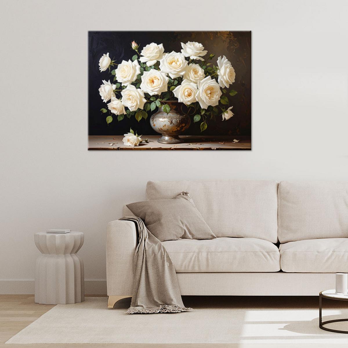 LEINWANDBILD Blumen 45x30cm - Weiß, Textil (45/30cm) - Feeby