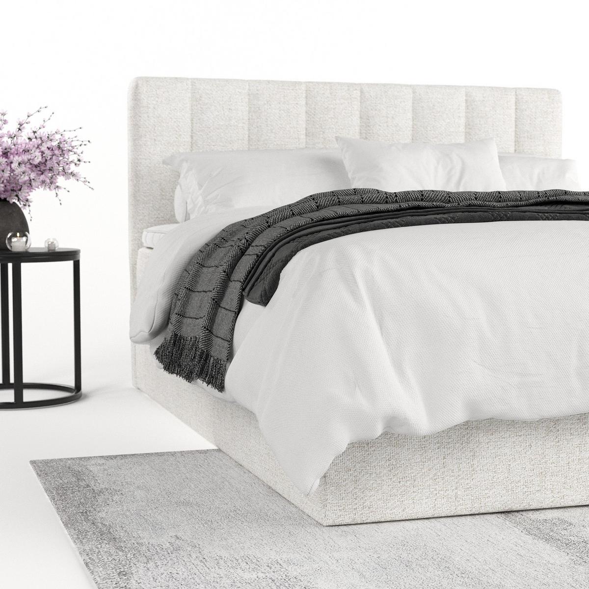 BOXBETT Lusso 180/200 cm Creme im Neve Stoff - Creme/Schwarz, Holz/Holzwerkstoff (180/200cm) - AltaBeds