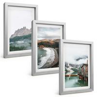 BILDER SET 3er Set - 20x30 cm Silberner Rahmen - Holzhaus an Bergstränden - Silberfarben, Kunststoff (20/30cm) - TULUP