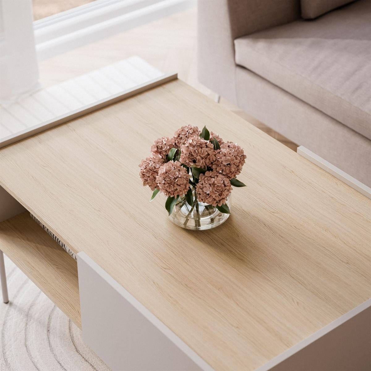 COUCHTISCH ESSENCE L97 mit Schublade Kaschmir / Eiche Linea - Kaschmir/Eichefarben, Holzwerkstoff (97/45/65cm) - Lookway