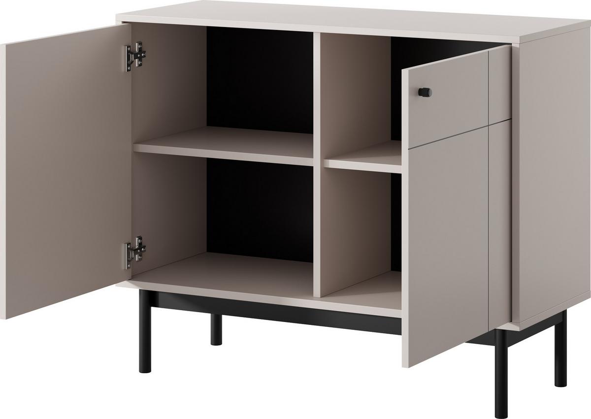 SIDEBOARD Cypressa 2T Beige 104/83/39 cm – mit Beinen auf Gestell - Beige/Schwarz, Holzwerkstoff (104/83/39cm) - AX Living