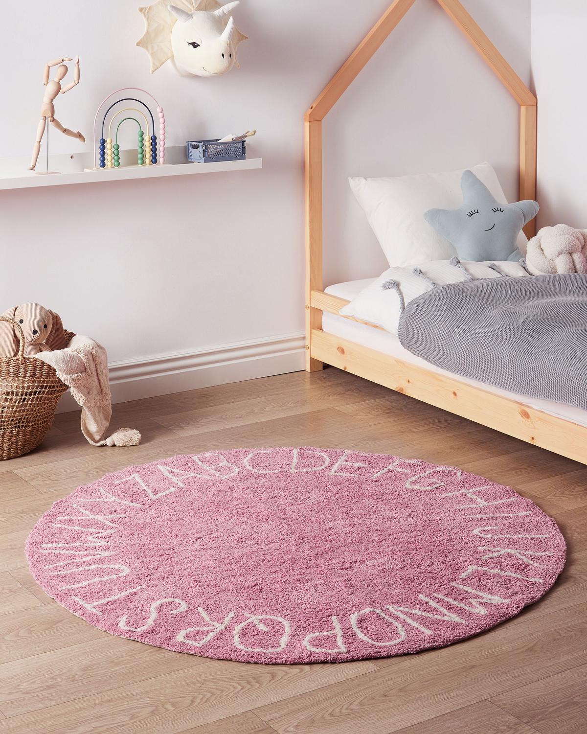 KINDERTEPPICH Vurgun 120/120 cm - Pink/Weiß, Textil (120/120cm) - Beliani