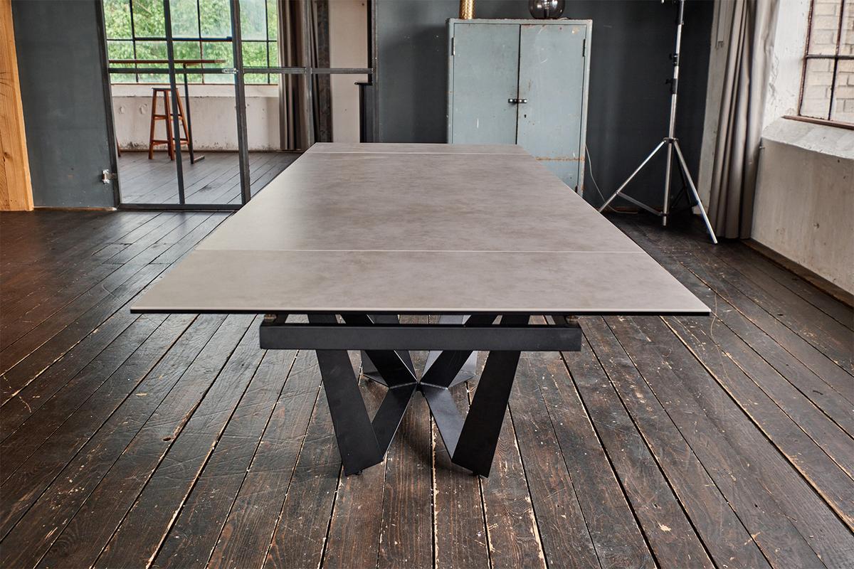 ESSTISCH ISTAR Grau Glas - Schwarz/Grau, Glas/Metall (90/180/76cm) - KAWOLA