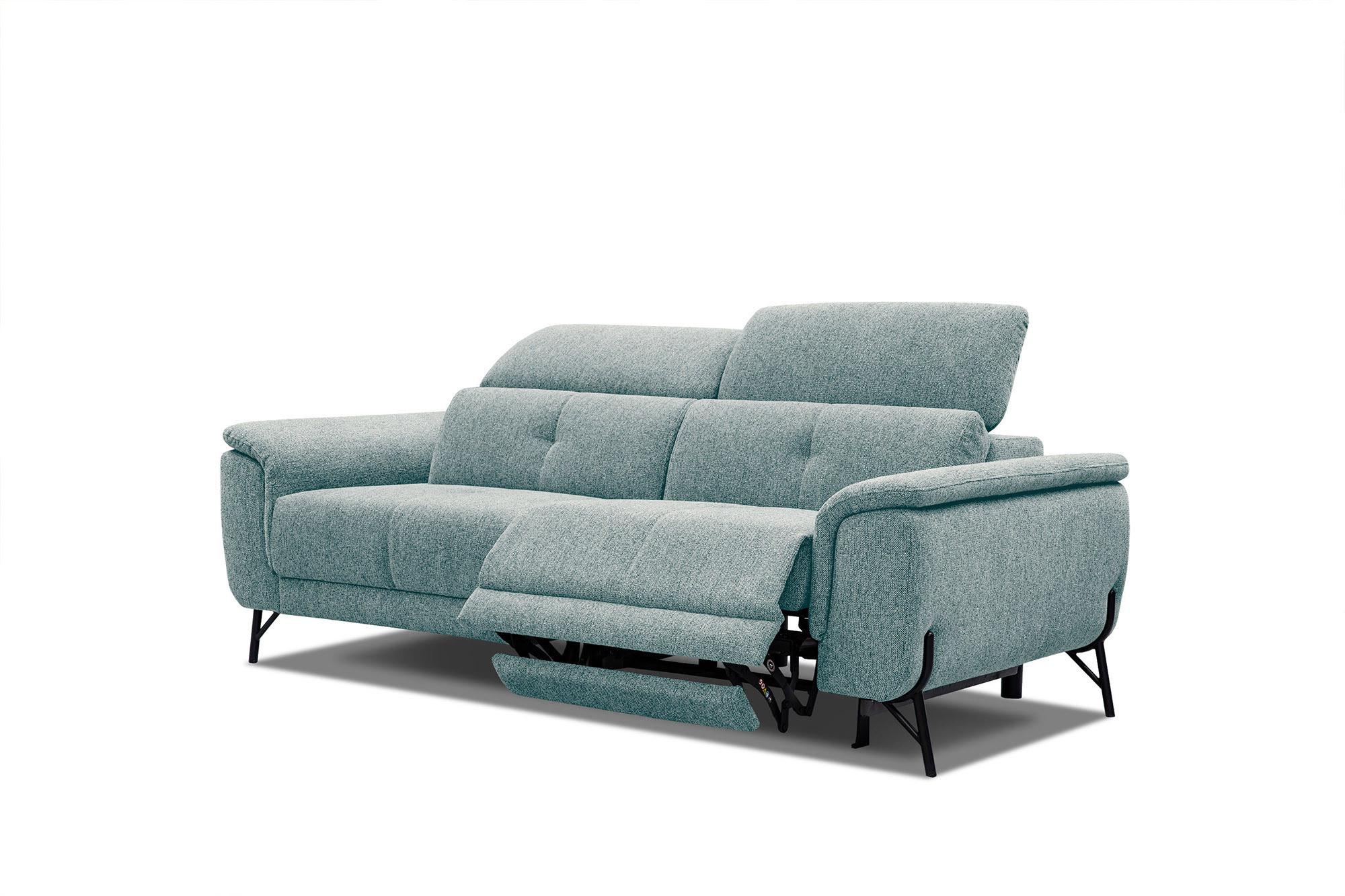 SOFA AVENA 3-Sitzer mit 1 Relaxfunktion, mintgrün - Mintgrün, Holzwerkstoff/Textil (204/80/108cm) - Wozimo