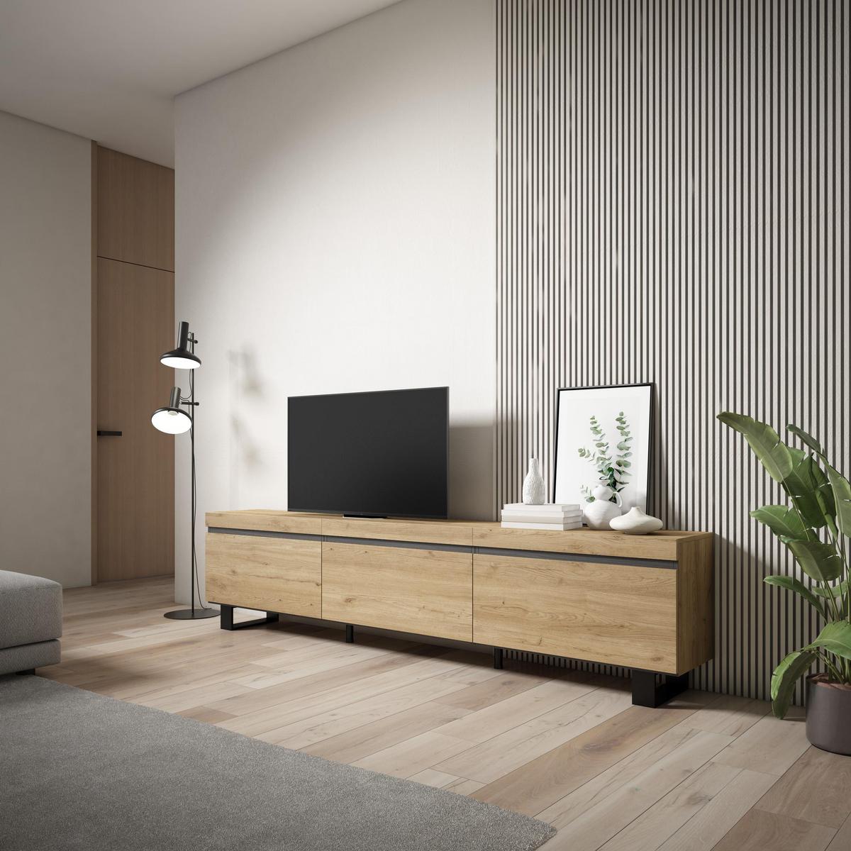 LOWBOARD, Tv-Schrank, Eiche, 240/35/57cm - Eichefarben, Holzwerkstoff (240/57/35cm) - Skraut Home
