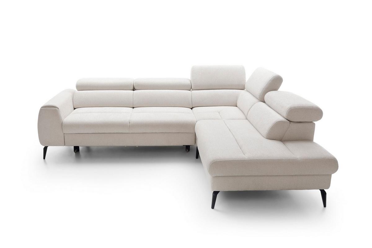 ECKSOFA NOTE Creme Chenille mit Schlaffunktion - Creme, Holz (271/216cm) - MASSENO