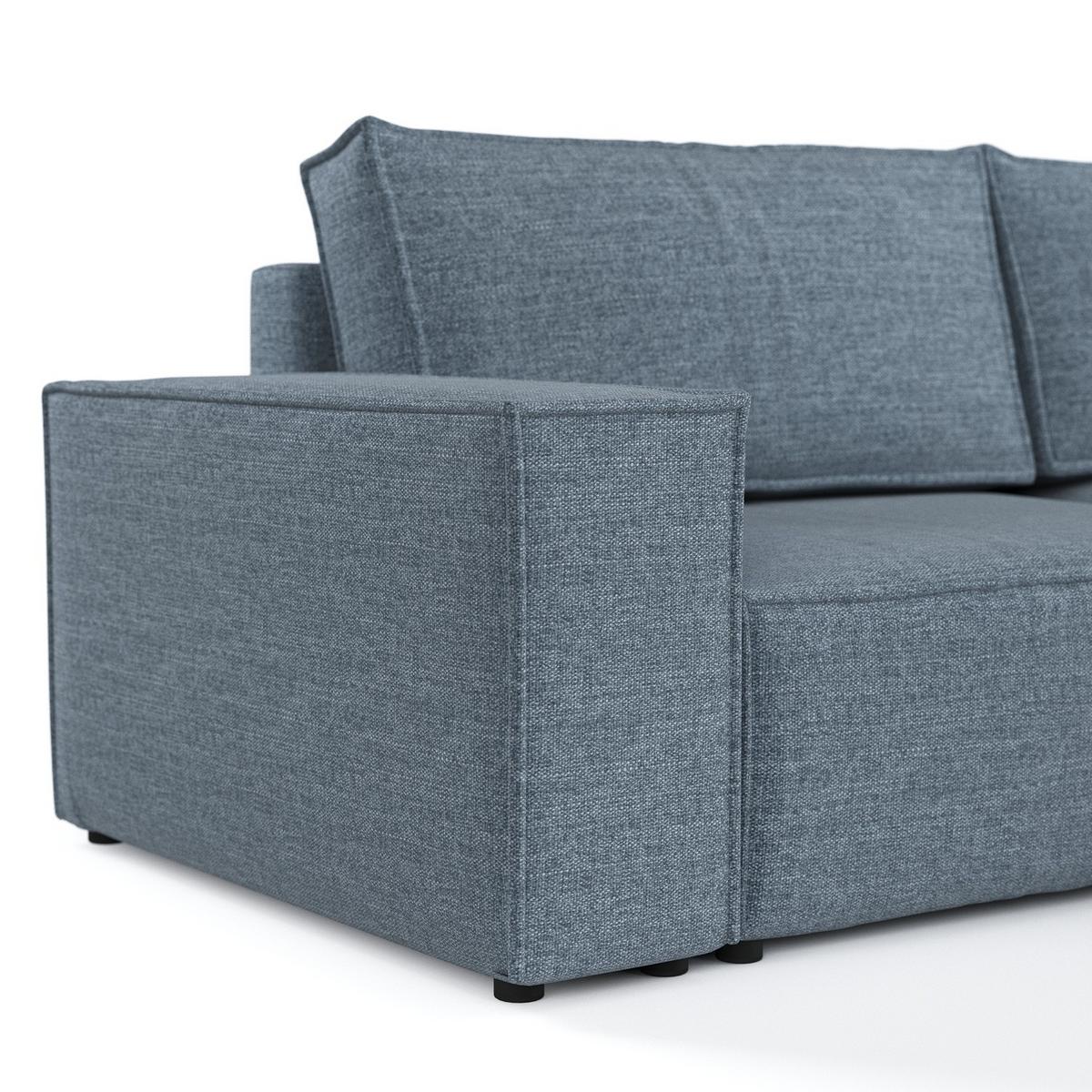 ECKSOFA CAVO mit Schlaffunktion Blaugrau im City Stoff - Blaugrau/Schwarz, Holz/Holzwerkstoff (255/148cm) - AltaBeds