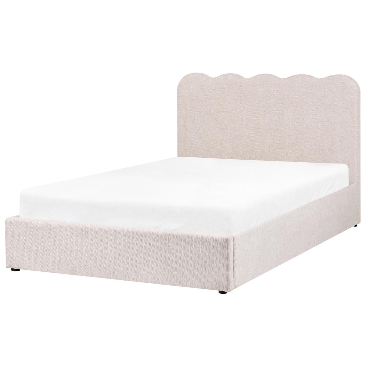 BETT mit Stauraum 140/200 Stoff Hellbeige Nanterre - Beige, Textil (140/200cm) - Beliani