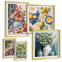 BILDER SET 5er Set - 50x50 cm & 20x30 cm & 40x60 cm Goldrahmen - Matisses stilvolle Figuren - Goldfarben, Kunststoff (40/60cm) - TULUP