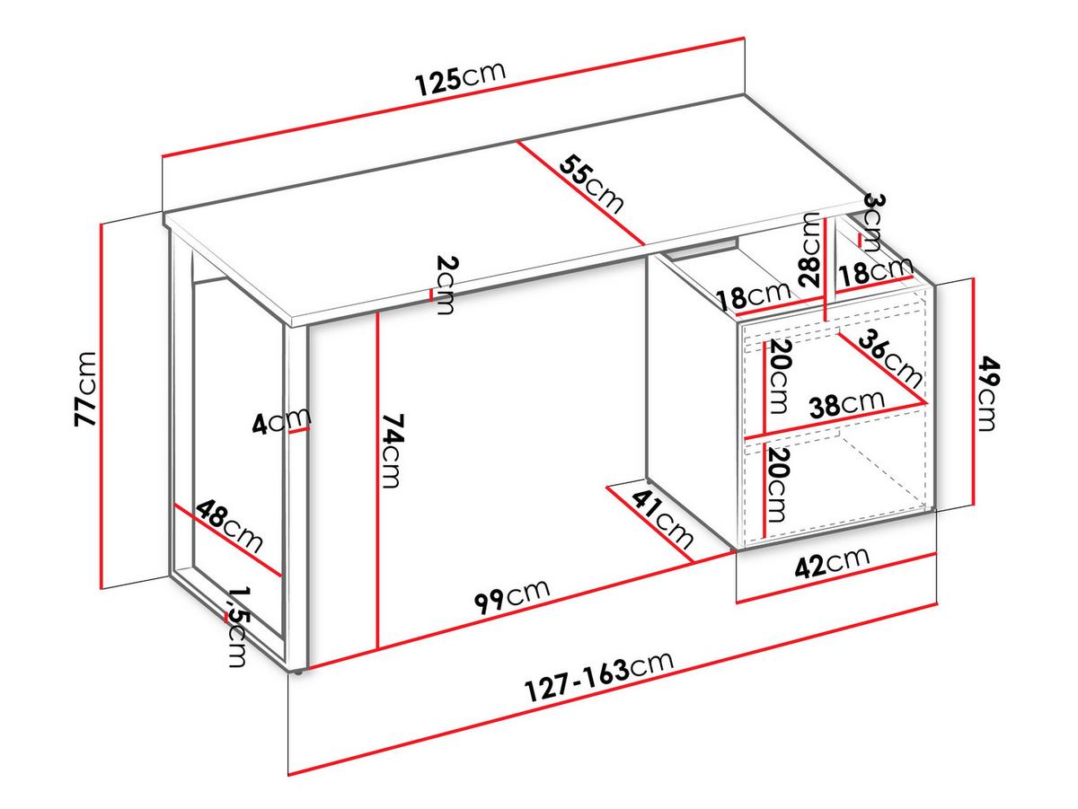 SCHREIBTISCH Sigma 1D SG09 - Kaschmir/Trüffeleichefarben, Holzwerkstoff/Metall (163/55/77cm) - MIRJAN24