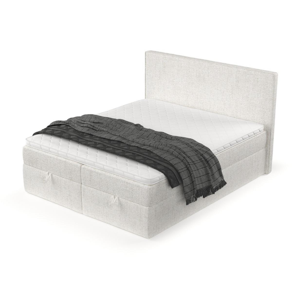 BOXBETT Velma 180/200 cm Creme im Neve Stoff - Creme/Schwarz, Holz/Holzwerkstoff (180/200cm) - AltaBeds