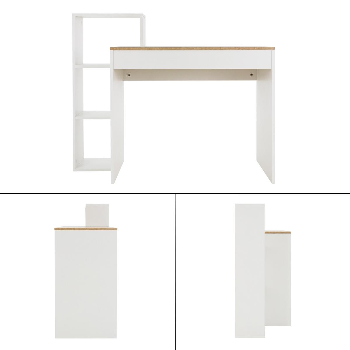 SCHREIBTISCH mit Regal 110x72x40 cm Weiß/Sonoma-Eiche - Braun, Holzwerkstoff (110/40/91cm) - ML-DESIGN
