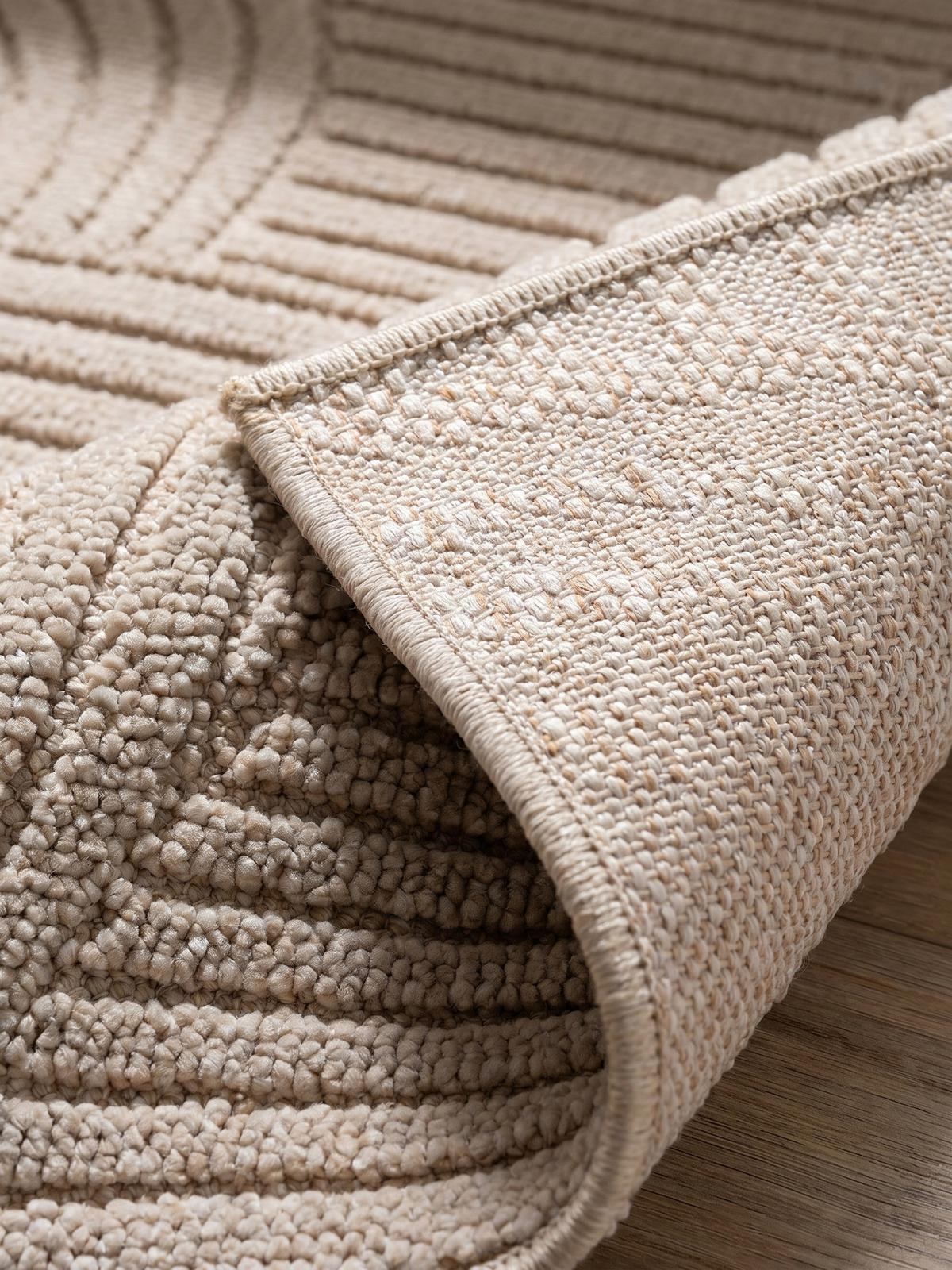 TEPPICH Flachgewebe LANGAU in Beige, mit geometrischen Bögen, 80 x 250 cm - Beige, Textil (250/80cm) - KADIMA DESIGN