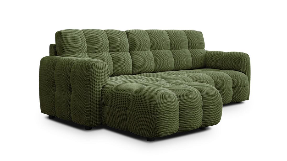 ECKSOFA MELLOW 3-Sitzer, olive - Schwarz/Grün, Holz/Textil (232/156cm) - Wozimo
