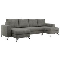 WOHNLANDSCHAFT AXEL U Struktur Grau - Schwarz/Grau, Textil/Metall (312/90/140cm) - MKS