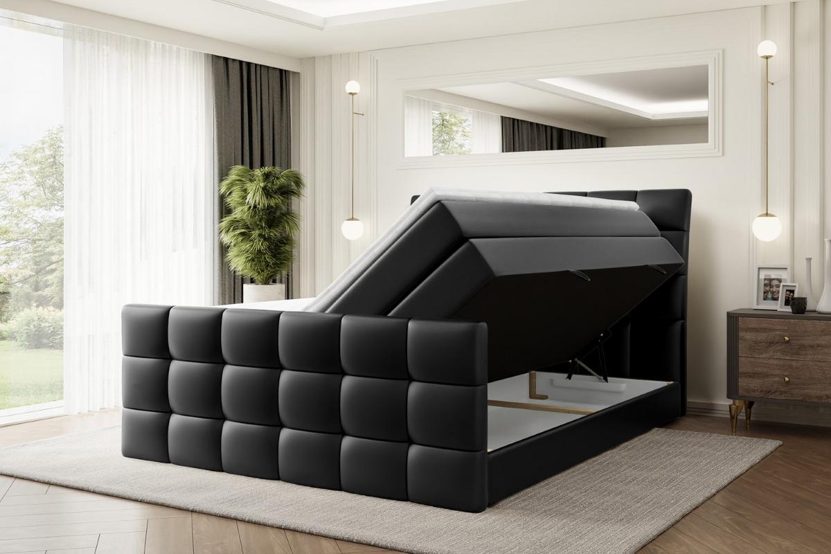 BOXSPRINGBETT BRUGO-Z KING - 180 x 200 - H3/H4 - Schwarz Hochglanz - Schwarz Hochglanz, Holzwerkstoff (180/200cm) - ALTDECOR