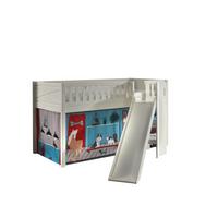 HOCHBETT mit Rutsche Karyl Massivholz Weiß Textilset Pet Shop - Blaugrau/Weiß, Holz (90/200cm) - 58aufmkessel