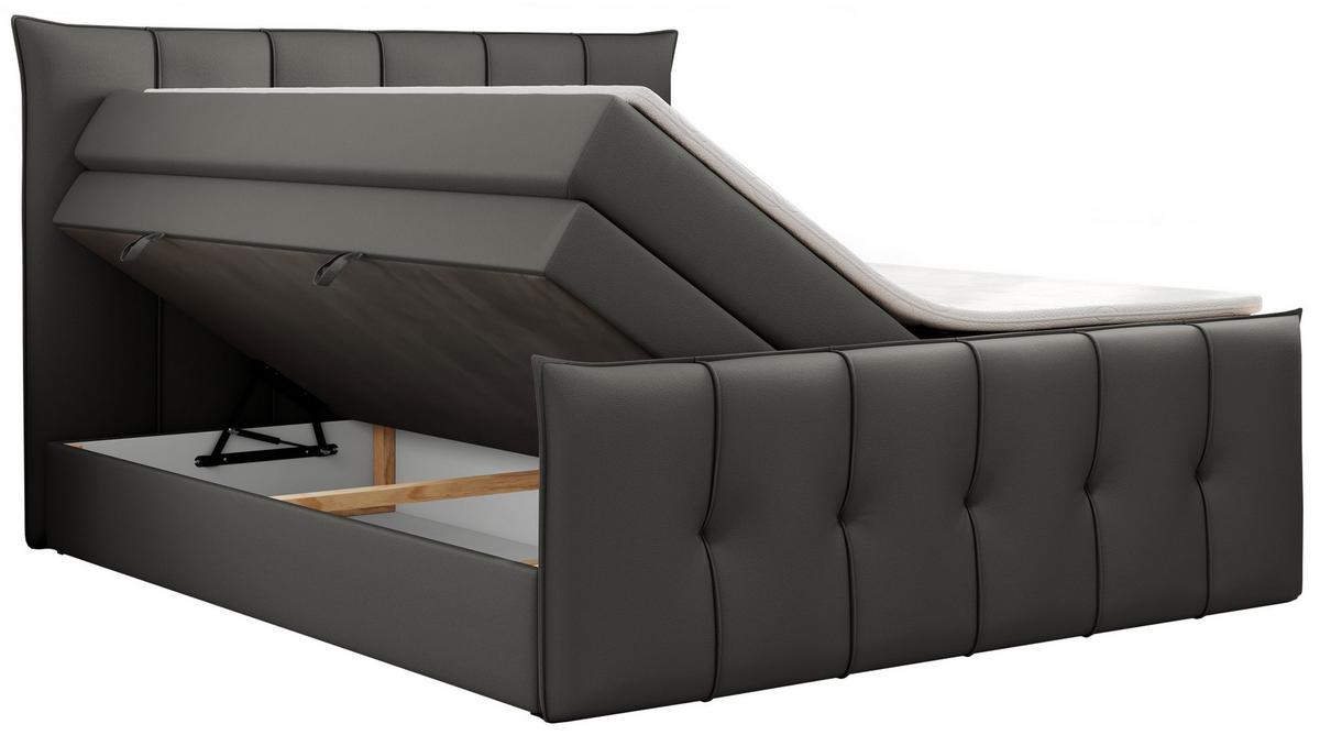 BOXSPRINGBETT PREMIUM 11 KING 120/200 Dunkelgrau Kunstleder - H4 - Dunkelgrau, Holz/Textil (120/200cm) - MKS