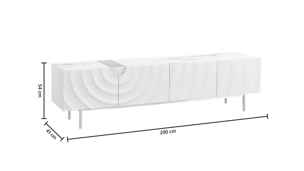 LOWBOARD FREEDA Weiß Holz - Goldfarben/Weiß, Holz/Metall (160/200cm) - KAWOLA