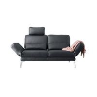 LEDERSOFA HURRICANE Schwarz Leder - Silberfarben/Schwarz, Leder (170/87/141cm) - KAWOLA