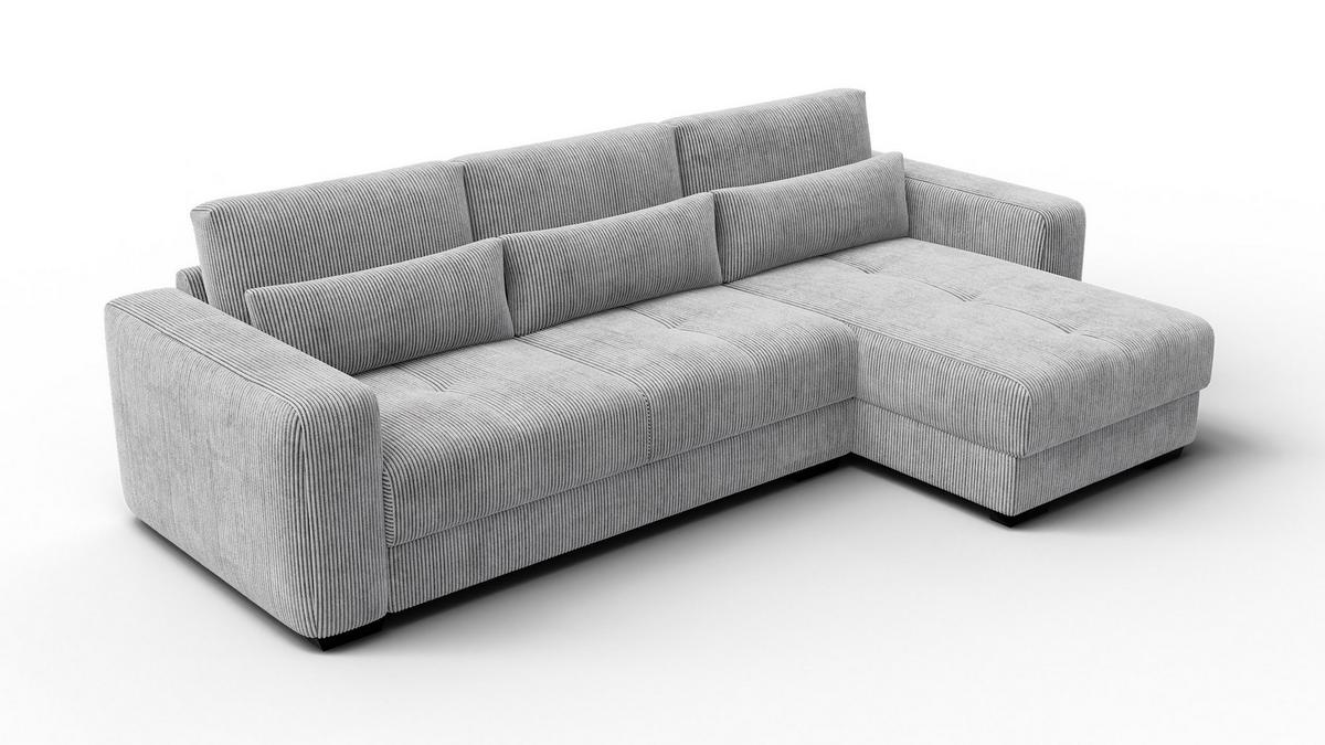 ECKSOFA OLI 4-Sitzer rechts, hellgrau - Hellgrau, Holz/Textil (295/172cm) - Wozimo