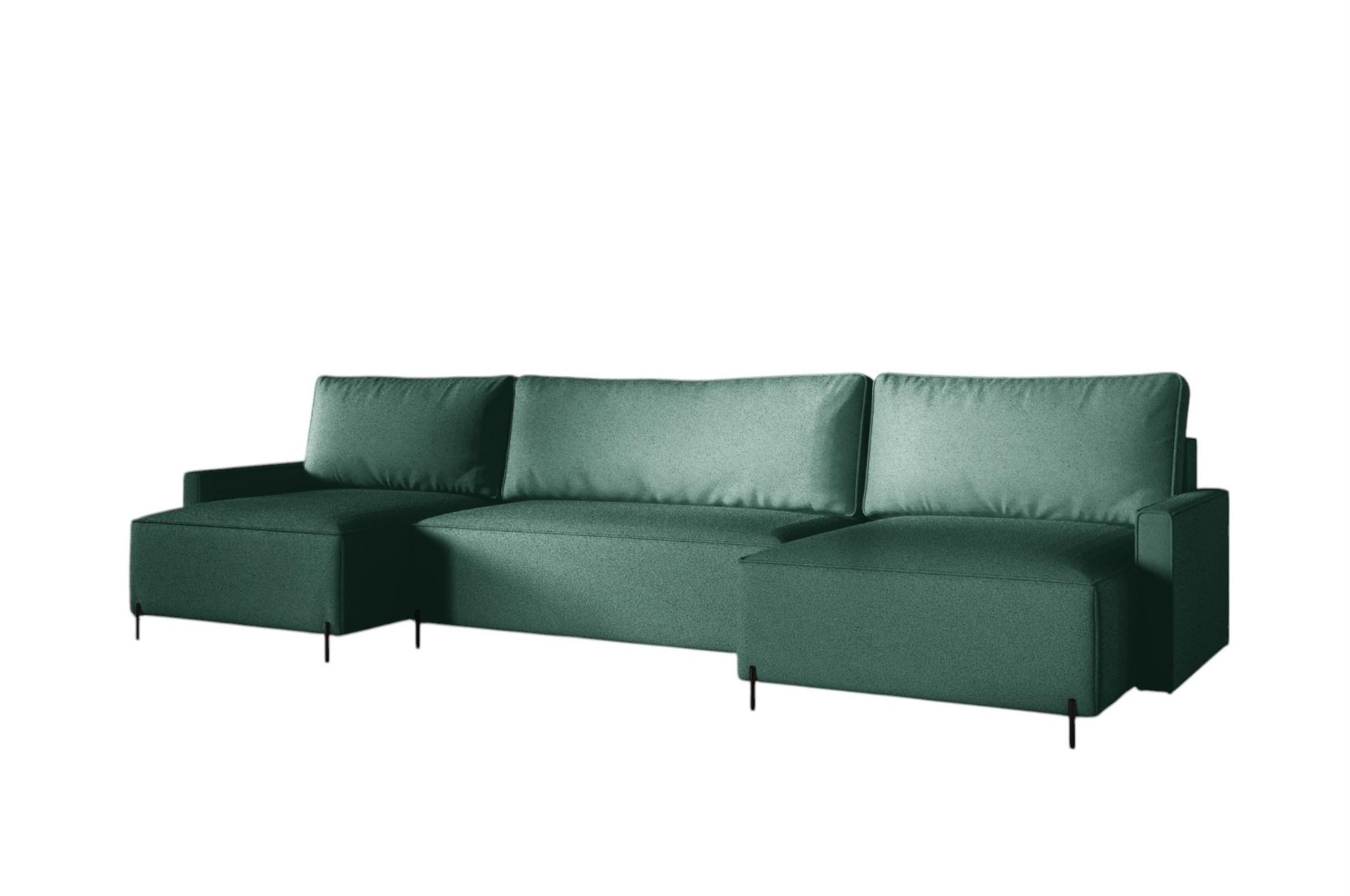 WOHNLANDSCHAFT Braga - Grün, Holzwerkstoff/Textil (372/80/153cm) - Fun Möbel
