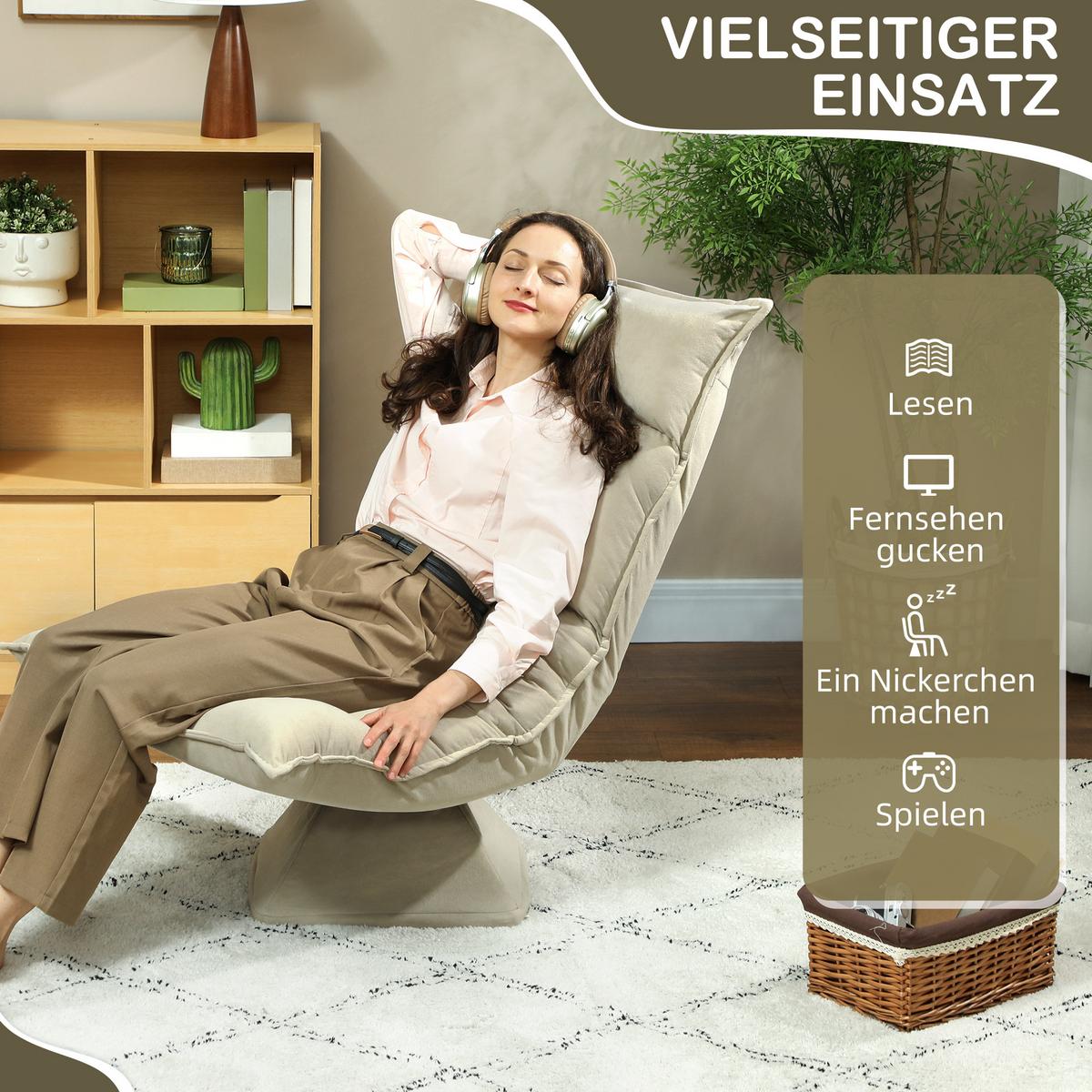 BODENSTUHL Polyester Beige - Beige, Kunststoff (62/95/70cm) - HOMCOM