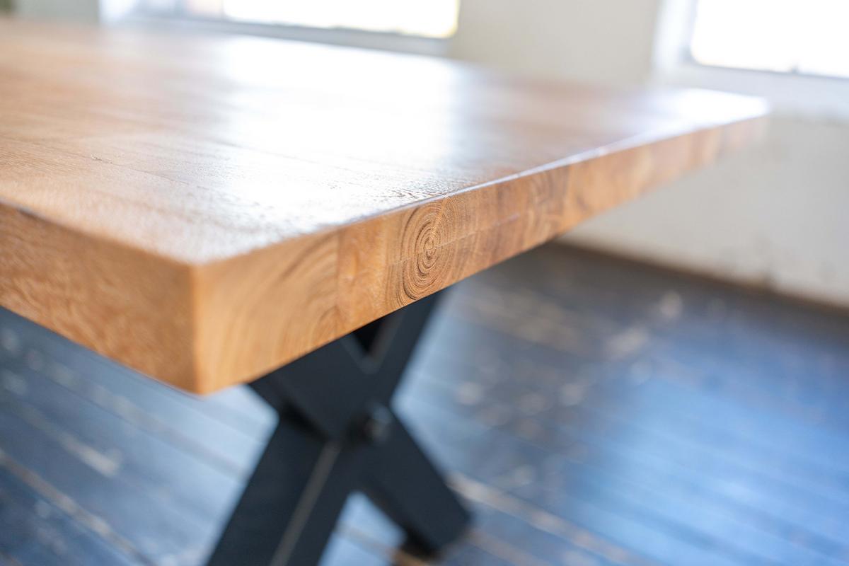 ESSTISCH MIT GERADER KANTE SELVA Braun Akazie - Schwarz/Braun, Holz/Metall (100/200/78cm) - KAWOLA