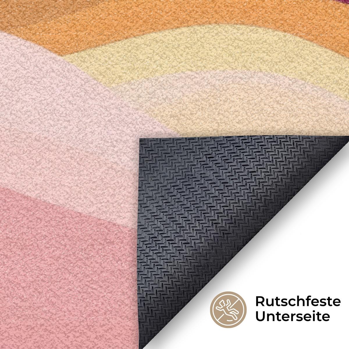 FUSSMATTE Berge - Abstrakt - Sonnenstrahlen - Rosa Sauberlaufmatte 150x90 cm - Rosa, Kunststoff (150/0.4cm) - MuchoWow